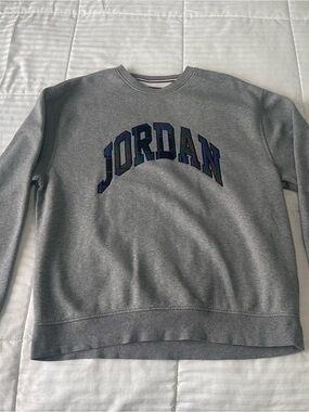Jordan Men's Gray Crewneck with Multicolor Embroidered Logo
